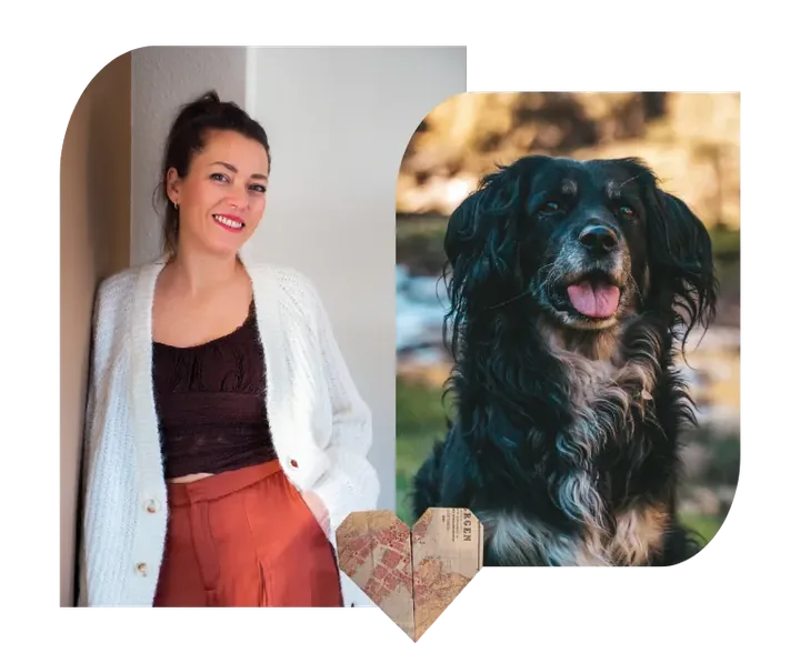 Mery Calvo, educadora canina, con su perra Noa